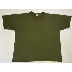 VINTAGE Cheetah Mervyns Blank Pocket T-shirt Men XXL Green USA 90s Single Stitch
